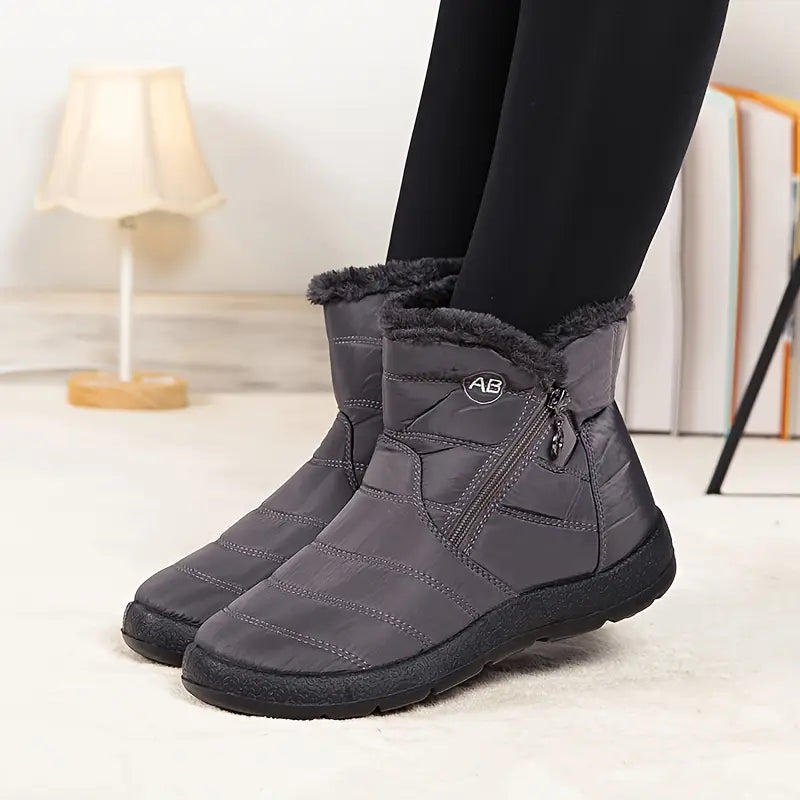 Amélia - Bota De Inverno Feminina Aveludada Impermeável