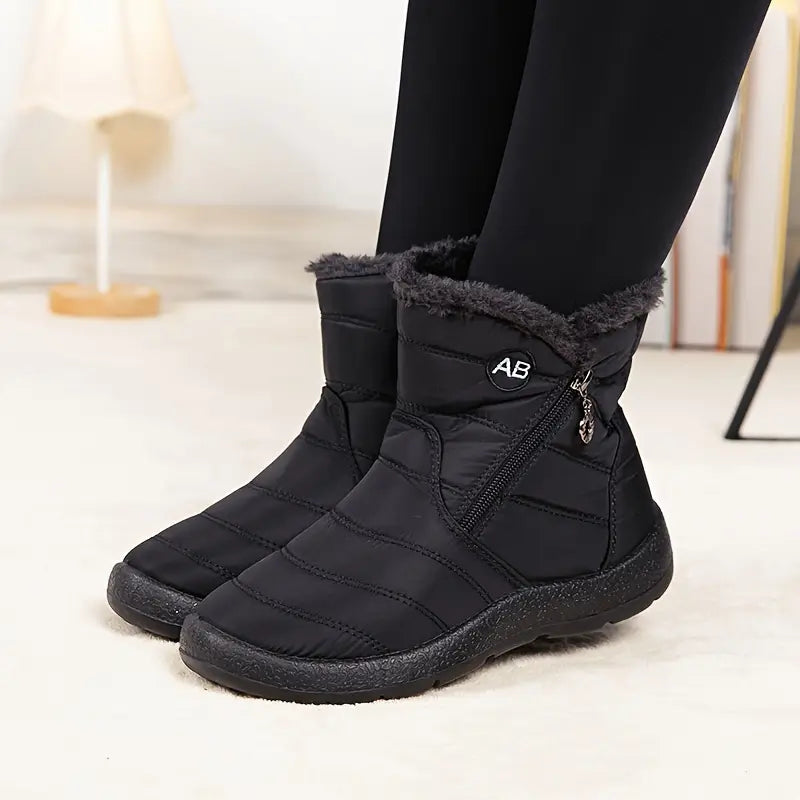 Amélia - Bota De Inverno Feminina Aveludada Impermeável