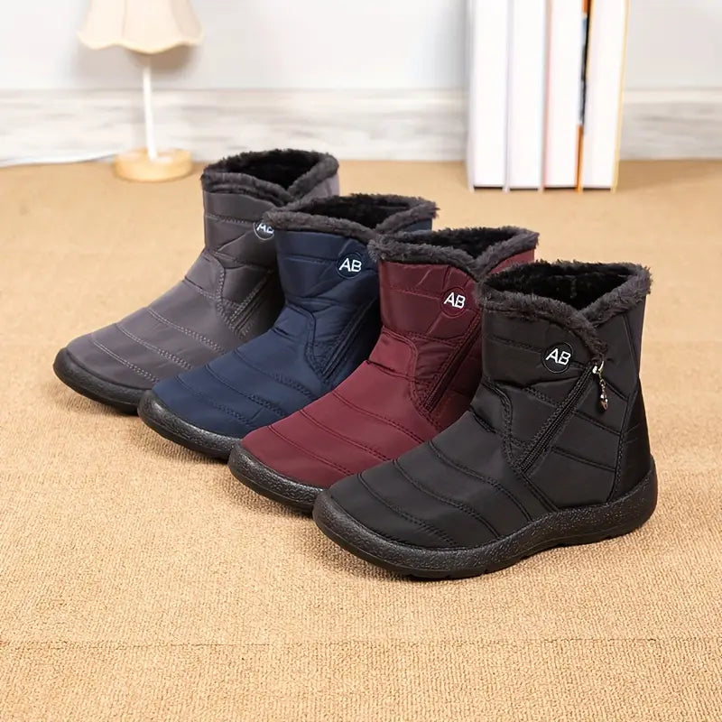 Amélia - Bota De Inverno Feminina Aveludada Impermeável