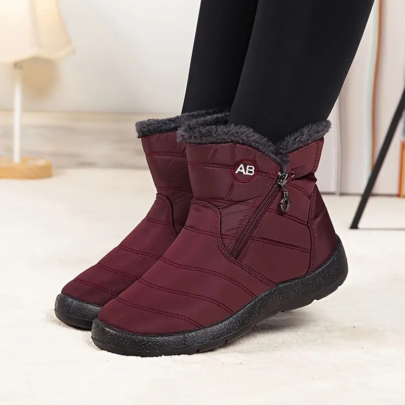 Amélia - Bota De Inverno Feminina Aveludada Impermeável