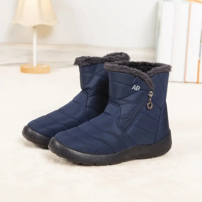 Amélia - Bota De Inverno Feminina Aveludada Impermeável
