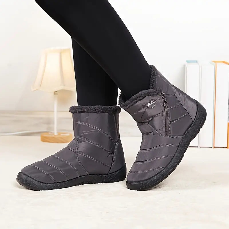 Amélia - Bota De Inverno Feminina Aveludada Impermeável