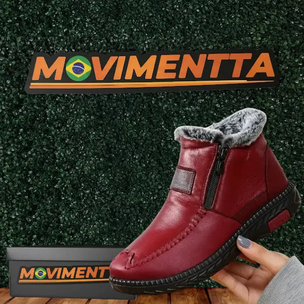 HotConfort - Bota De Couro Feminina Aveludada