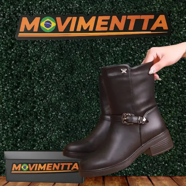 Aurora - Bota De Couro Feminina Aveludada