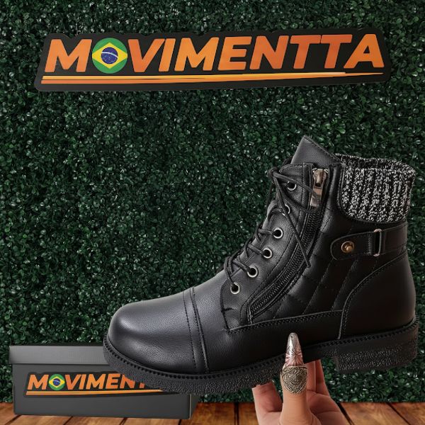 Valentina - Bota De Couro Feminina Aveludada Impermeável